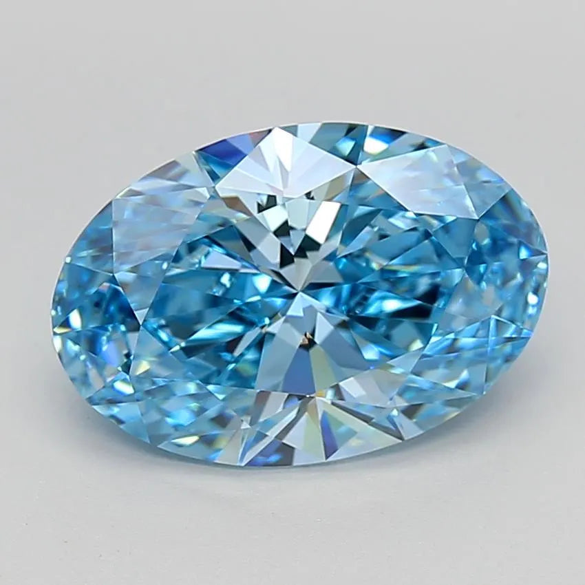 4.04ct Oval Lab Grown Diamond (Colour Fancy Vivid Blue, Clarity VVS1, IGI Certified)
