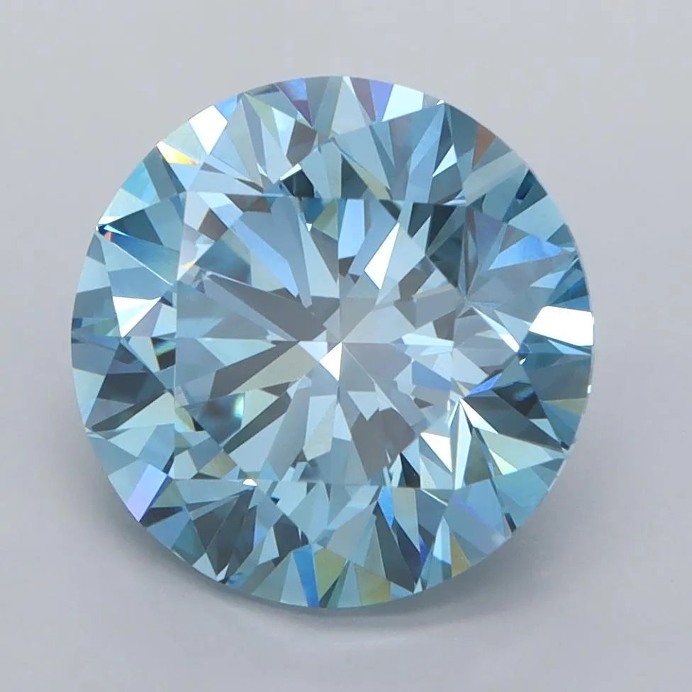 4.04ct Round Lab Grown Diamond (Colour Fancy Vivid Blue, Clarity VVS2, Cut ID, IGI Certified)