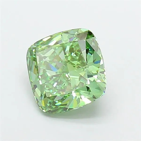 4.05ct Cushion modified Lab Grown Diamond (Colour Fancy Vivid Green, Clarity VVS2, IGI Certified)