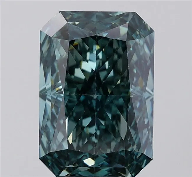4.05ct Radiant Lab Grown Diamond (Colour Fancy Vivid Blueish Green, Clarity VS2, IGI Certified)