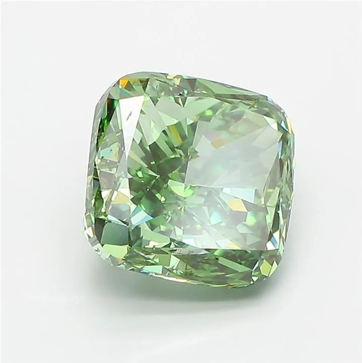 4.06ct Cushion modified Lab Grown Diamond (Colour Fancy Vivid Green, Clarity VS1, IGI Certified)