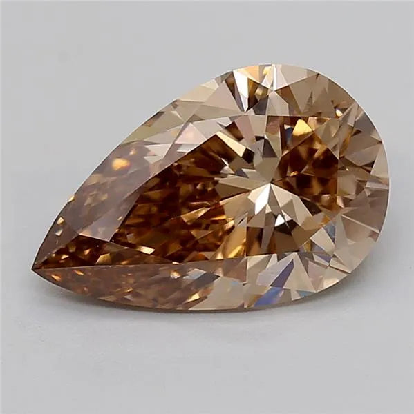 4.06ct Pear Lab Grown Diamond (Colour Fancy Brown, Clarity VVS2, IGI Certified)