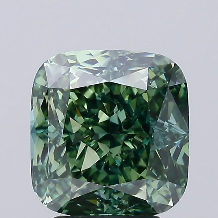 4.07ct Cushion modified Lab Grown Diamond (Colour Fancy Vivid Green, Clarity VS1, IGI Certified)