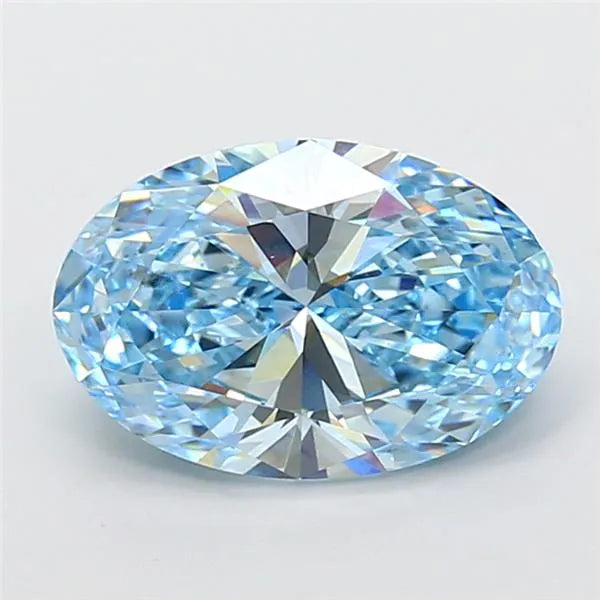 4.08ct Oval Lab Grown Diamond (Colour Fancy Vivid Blue, Clarity VS2, IGI Certified)