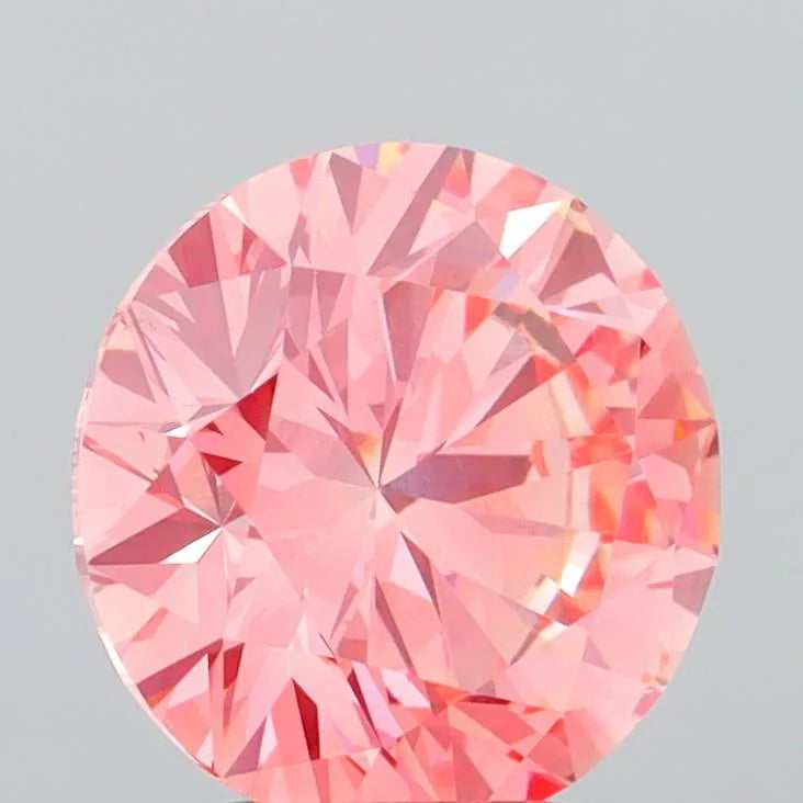 4.08ct Round Lab Grown Diamond (Colour Fancy Vivid Pink, Clarity VS1, Cut ID, IGI Certified)