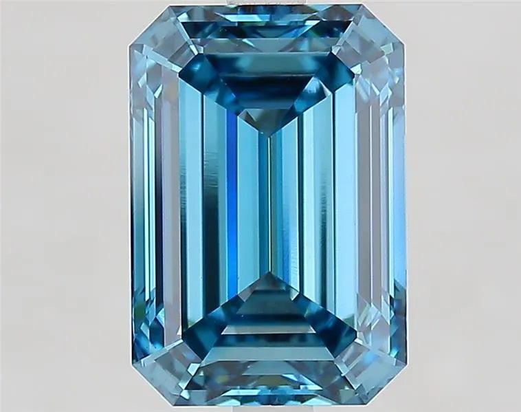 4.10ct Emerald Lab Grown Diamond (Colour Fancy Vivid Blue, Clarity VVS2, IGI Certified)