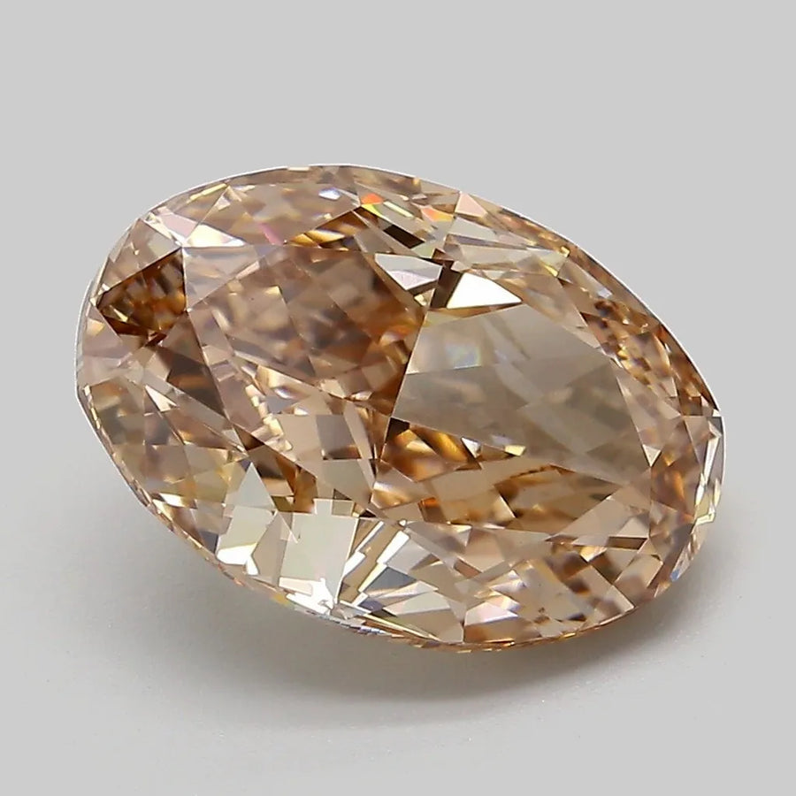 4.10ct Oval Lab Grown Diamond (Colour Fancy Light Brown, Clarity VVS2, IGI Certified)