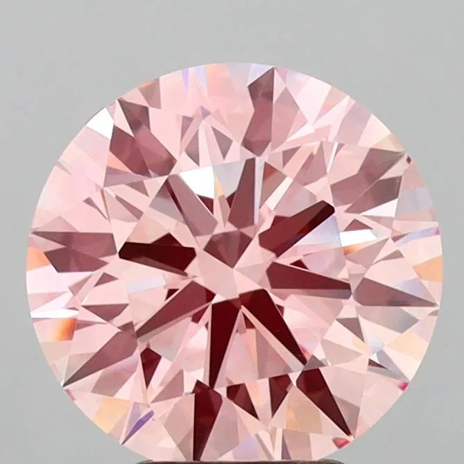 4.11ct Round Lab Grown Diamond (Colour Fancy Vivid Pink, Clarity VVS2, Cut ID, IGI Certified)