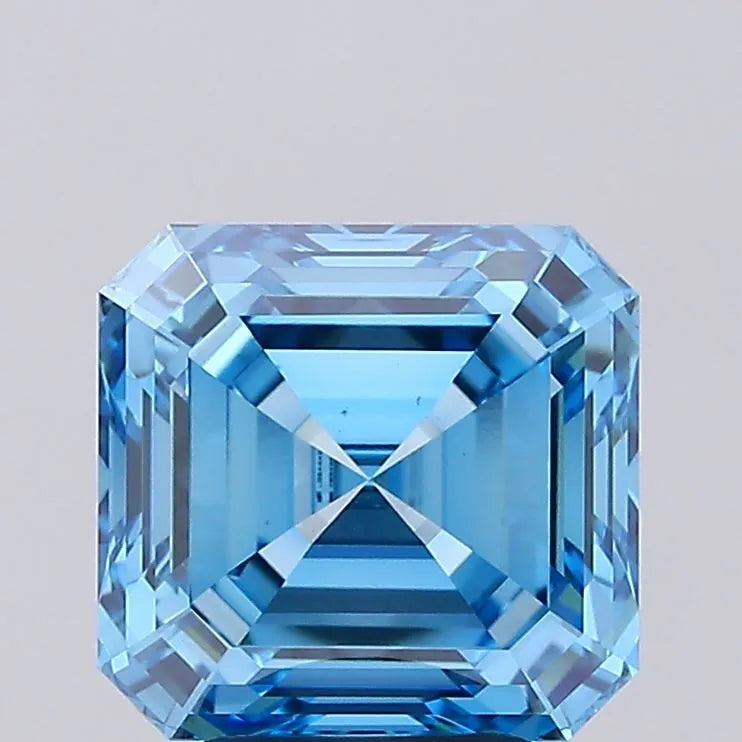 4.16ct Square emerald Lab Grown Diamond (Colour Fancy Vivid Blue, Clarity VS1, IGI Certified)