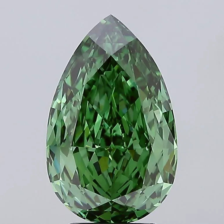 4.17ct Pear Lab Grown Diamond (Colour Fancy Vivid Green, Clarity VVS2, IGI Certified)
