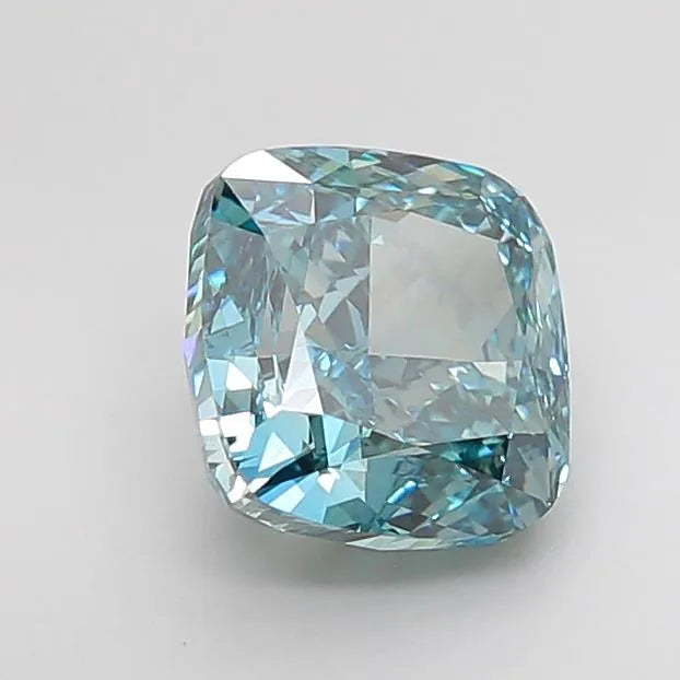 4.20ct Cushion modified Lab Grown Diamond (Colour Fancy Vivid Green Blue, Clarity VS1, IGI Certified)