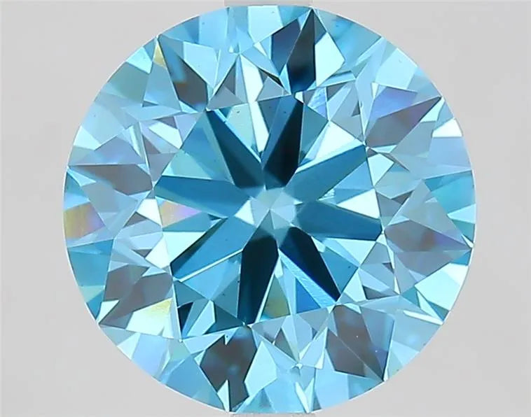 4.24ct Round Lab Grown Diamond (Colour Fancy Vivid Blue, Clarity VS1, Cut ID, IGI Certified)