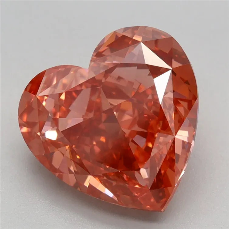4.27ct Heart Lab Grown Diamond (Colour Fancy Vivid Pinkish Orange, Clarity VVS2, IGI Certified)