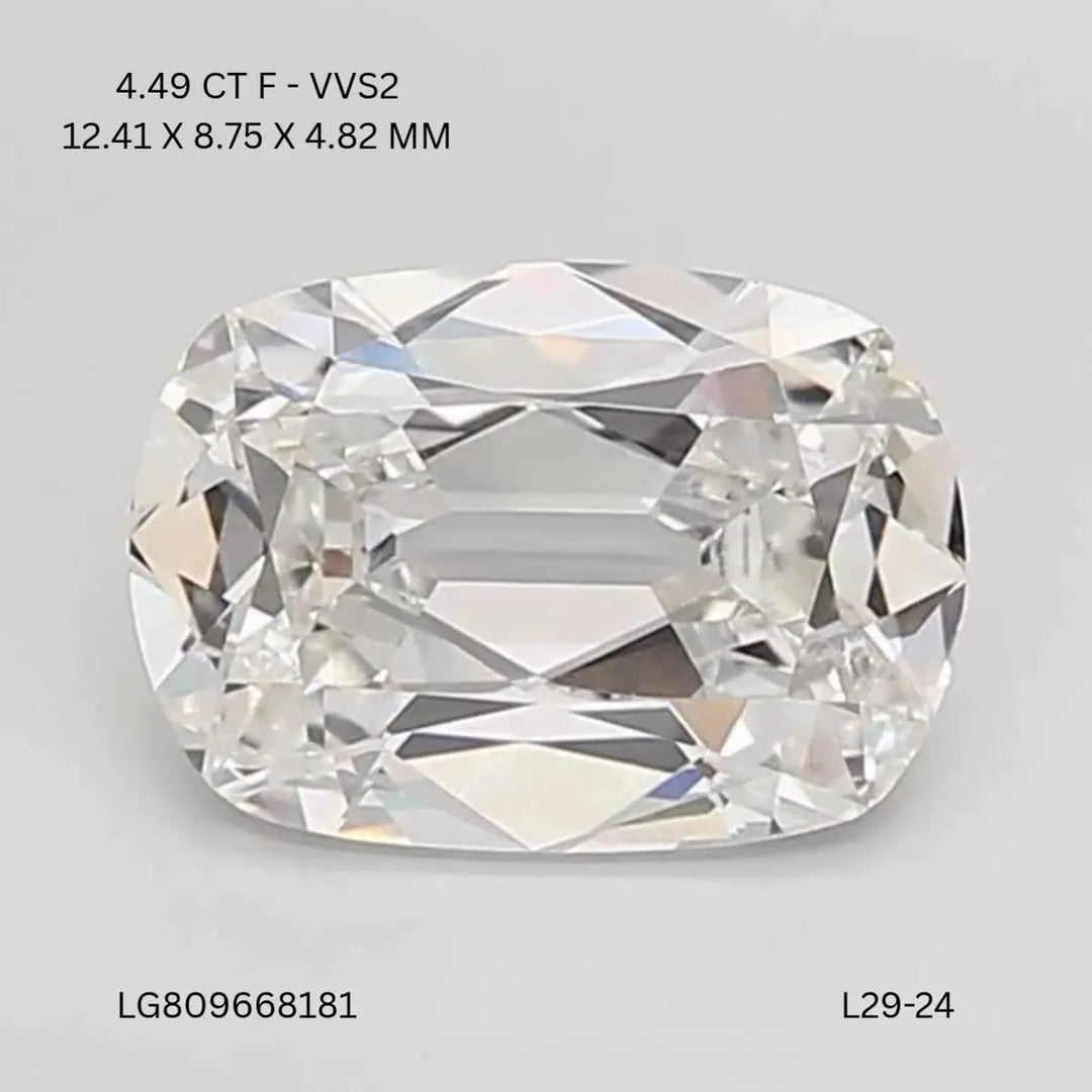 4.49ct Cushion brilliant Lab Grown Diamond (Colour F, Clarity VVS2, IGI Certified)
