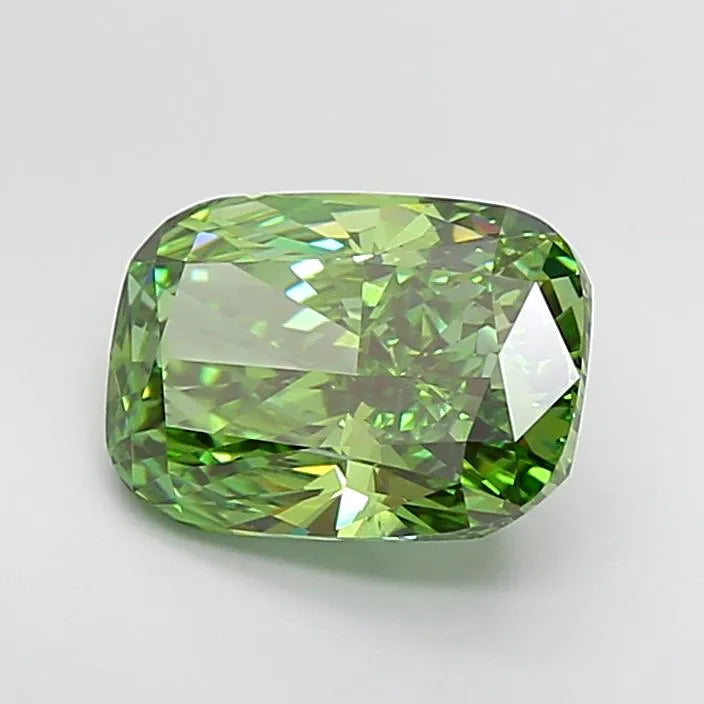 4.49ct Cushion brilliant Lab Grown Diamond (Colour Fancy Vivid Green, Clarity VS1, IGI Certified)