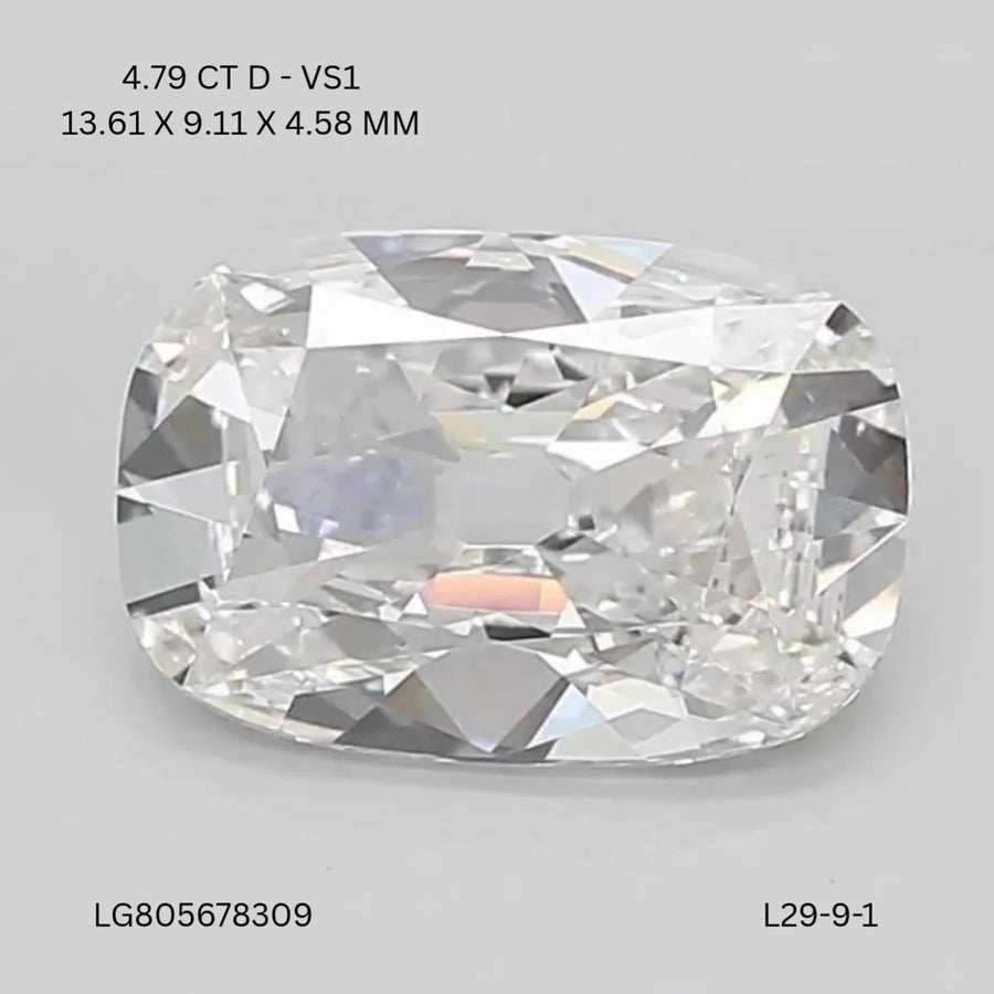 4.79ct Cushion brilliant Lab Grown Diamond (Colour D, Clarity VS1, IGI Certified)