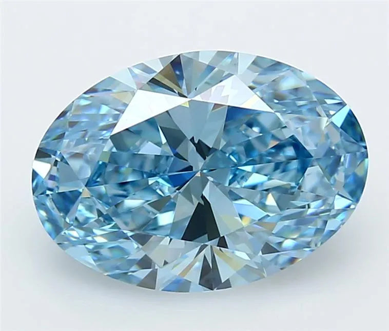 4.97ct Oval Lab Grown Diamond (Colour Fancy Vivid Blue, Clarity VVS1, IGI Certified)