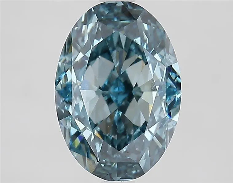 3.23ct Oval Lab Grown Diamond (Colour Fancy Intense Greenish Blue, Clarity VS1, IGI Certified)