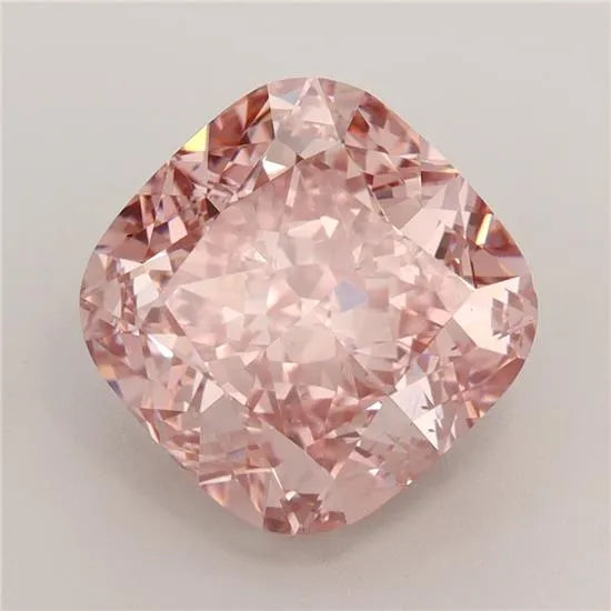 4.10ct Cushion brilliant Lab Grown Diamond (Colour Fancy Vivid Brownish Pink, Clarity VS1, IGI Certified)