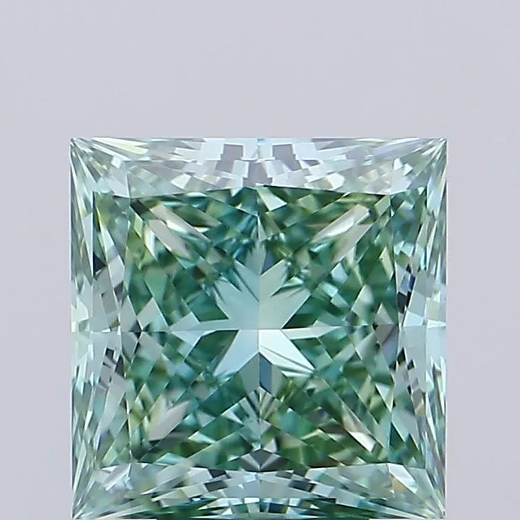 5.00ct Princess Lab Grown Diamond (Colour Fancy Vivid Green, Clarity VVS2, IGI Certified)