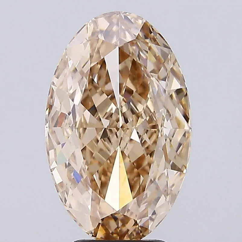 5.01ct Oval Lab Grown Diamond (Colour Fancy Light Brown, Clarity VVS2, IGI Certified)