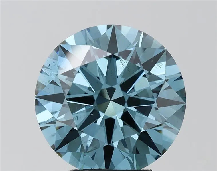5.01ct Round Lab Grown Diamond (Colour Fancy Vivid Blue, Clarity SI1, Cut ID, IGI Certified)