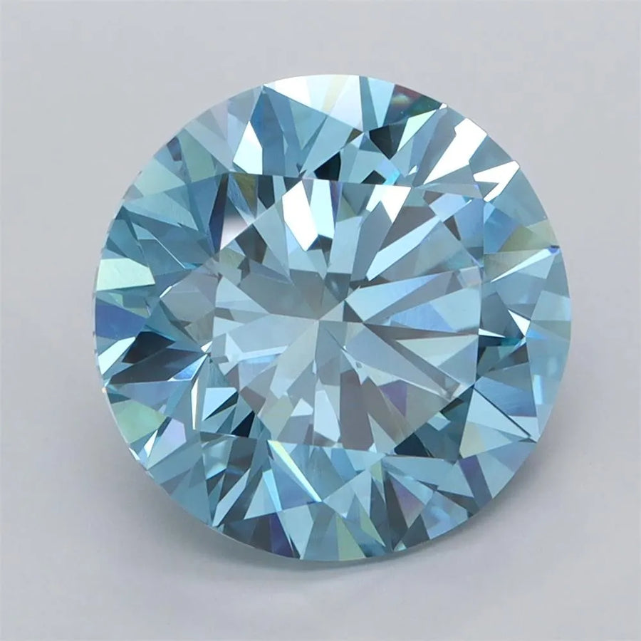 5.01ct Round Lab Grown Diamond (Colour Fancy Vivid Blue, Clarity VVS2, Cut ID, IGI Certified)