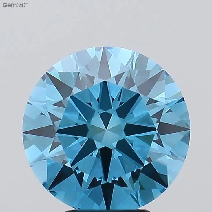 5.01ct Round Lab Grown Diamond (Colour Fancy Vivid Blue, Clarity VVS2, Cut ID, IGI Certified)