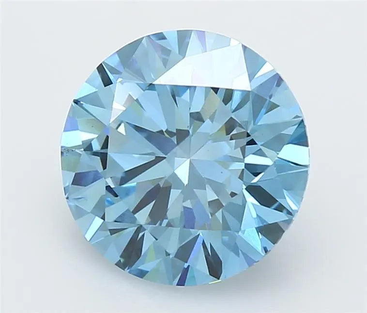 5.01ct Round Lab Grown Diamond (Colour Fancy Vivid Blue, Clarity VVS2, Cut ID, IGI Certified)