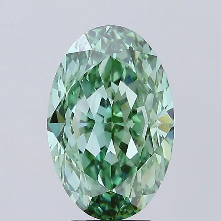 5.02ct Oval Lab Grown Diamond (Colour Fancy Vivid Green, Clarity VVS2, IGI Certified)