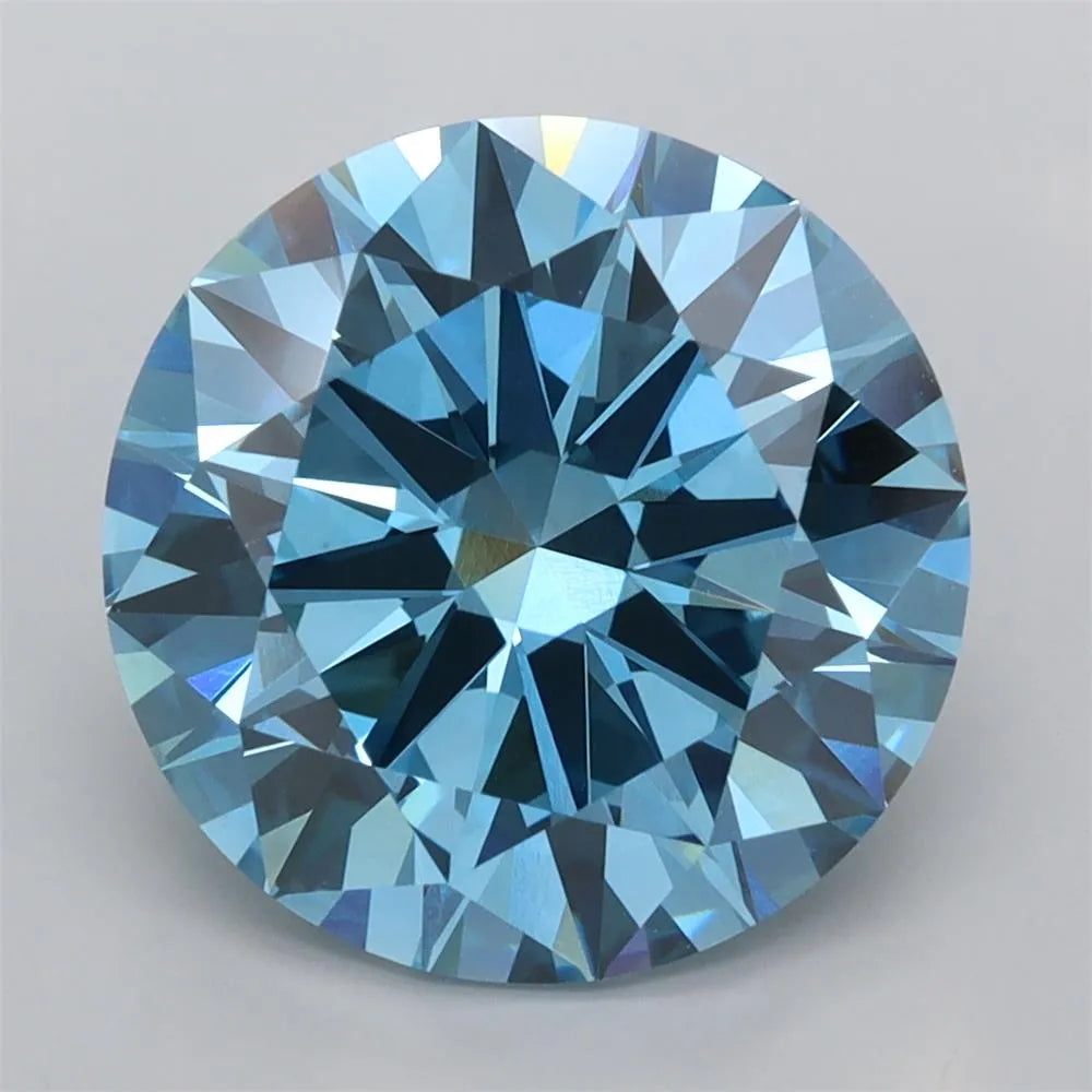 5.02ct Round Lab Grown Diamond (Colour Fancy Vivid Blue, Clarity VVS2, Cut EX, IGI Certified)
