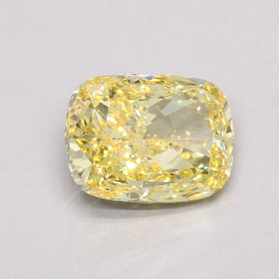 5.03ct Cushion modified Lab Grown Diamond (Colour Fancy Vivid Yellow, Clarity VS1, IGI Certified)