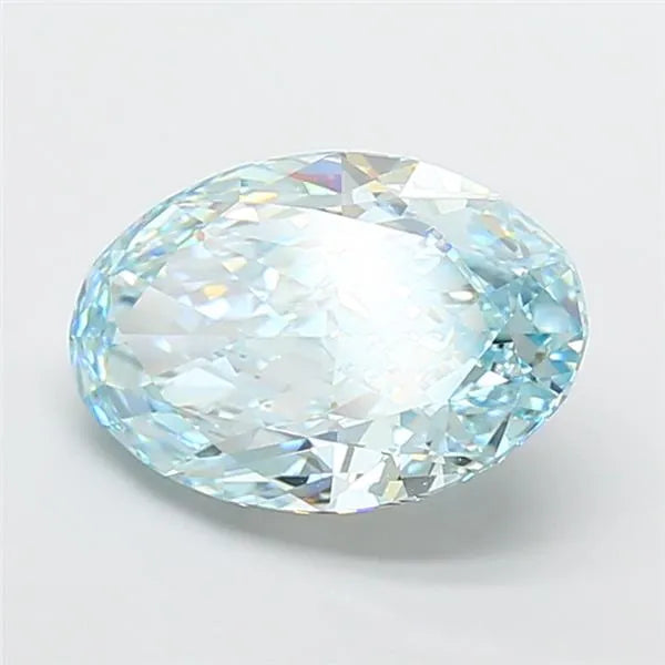 5.03ct Oval Lab Grown Diamond (Colour Fancy Vivid Greenish Blue, Clarity VVS2, IGI Certified)