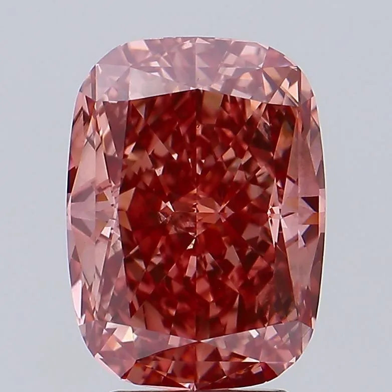 5.04ct Cushion modified Lab Grown Diamond (Colour Fancy Vivid Brownish Pink, Clarity SI1, Cut GD, IGI Certified)