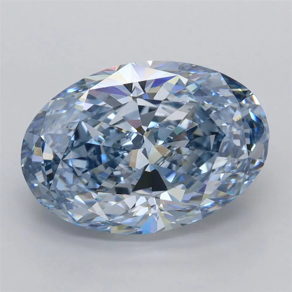 5.06ct Oval Lab Grown Diamond (Colour Fancy Vivid Blue, Clarity VVS1, IGI Certified)