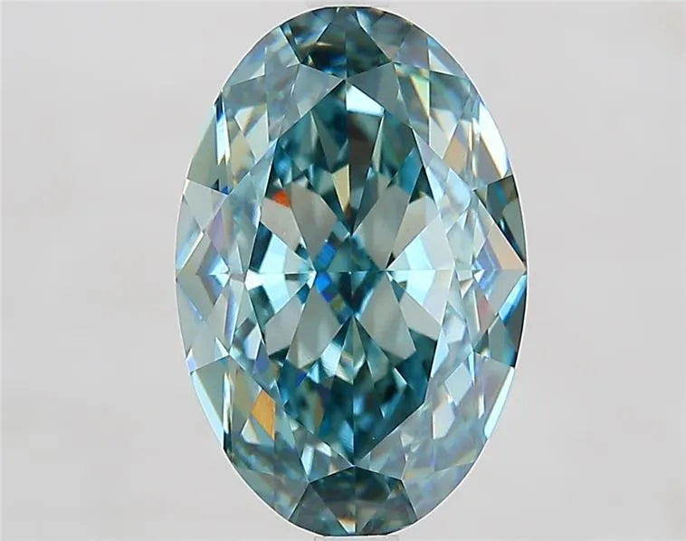 5.06ct Oval Lab Grown Diamond (Colour Fancy Vivid Green Blue, Clarity VVS2, IGI Certified)