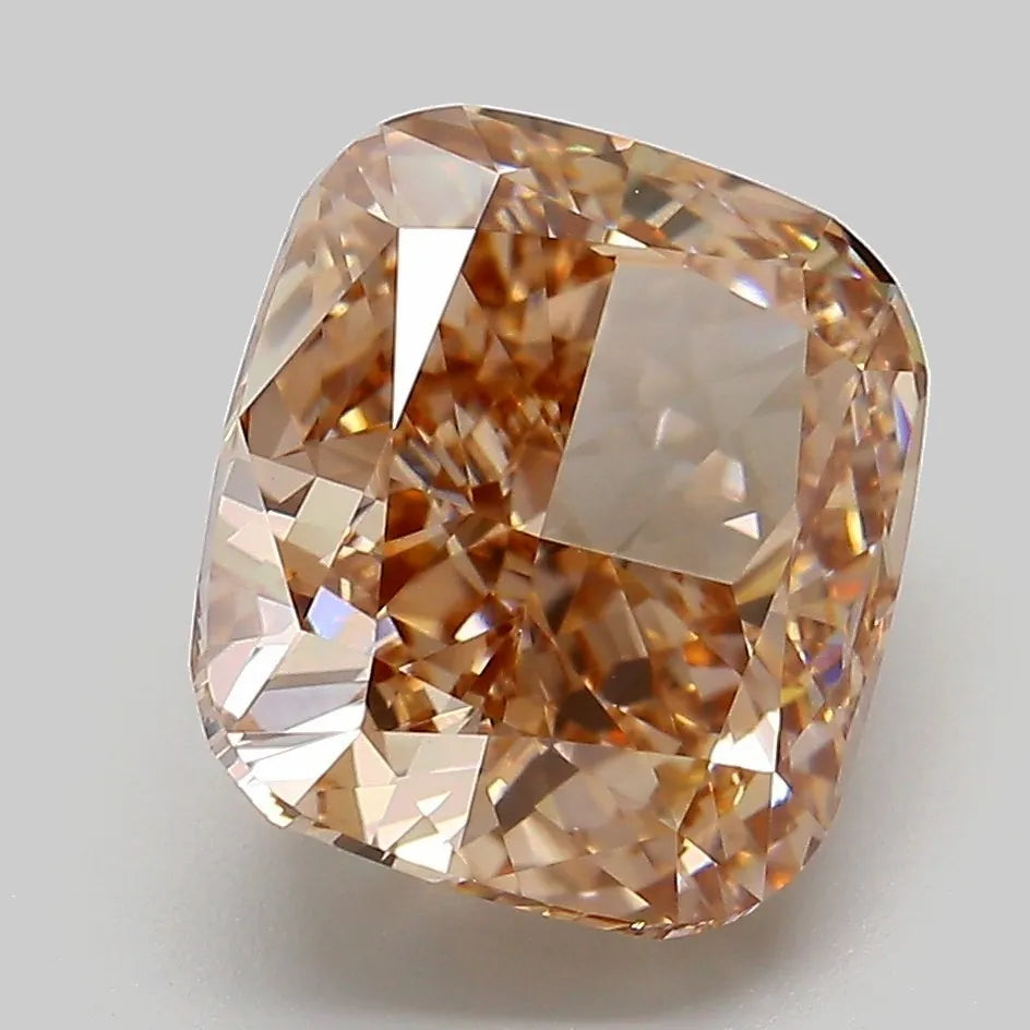5.10ct Cushion modified Lab Grown Diamond (Colour Fancy Light Brown, Clarity VVS2, IGI Certified)