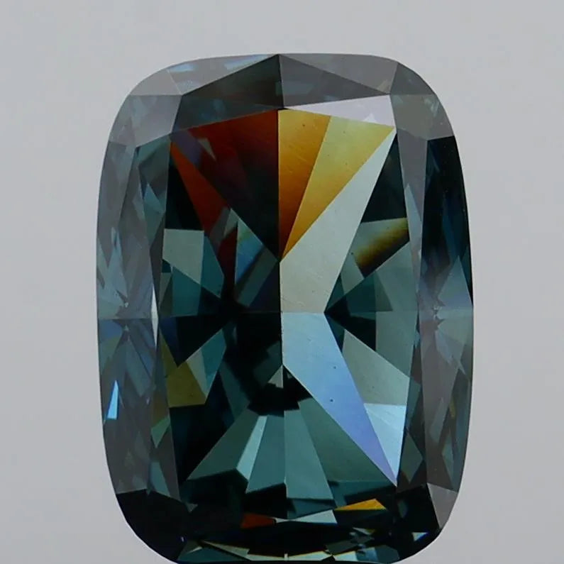5.14ct Cushion modified Lab Grown Diamond (Colour Fancy Deep Green Blue, Clarity VS1, IGI Certified)