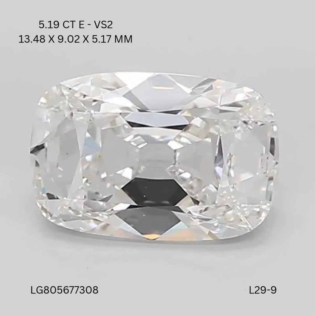 5.19ct Cushion brilliant Lab Grown Diamond (Colour E, Clarity VS2, IGI Certified)