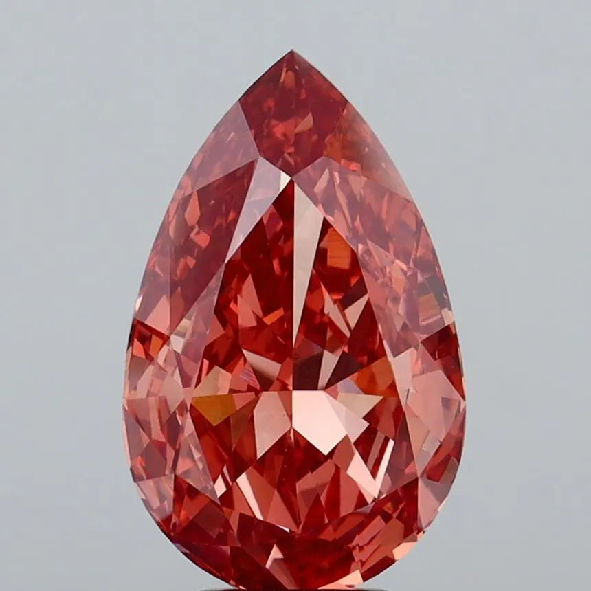 5.43ct Pear Lab Grown Diamond (Colour Fancy Vivid Brown Orange, Clarity VVS2, IGI Certified)