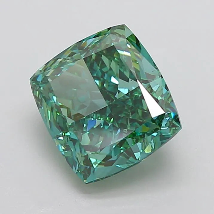 5.59ct Cushion modified Lab Grown Diamond (Colour Fancy Vivid Green, Clarity VS1, IGI Certified)