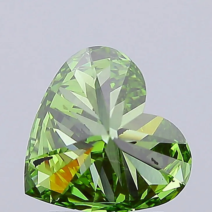 2.30ct Heart Lab Grown Diamond (Colour Fancy Vivid Green, Clarity VVS2, IGI Certified)