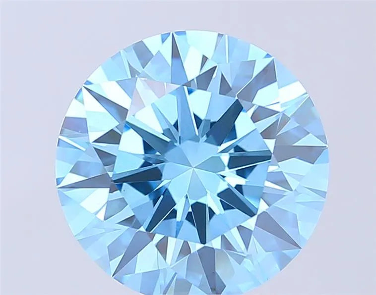 6.08ct Round Lab Grown Diamond (Colour Fancy Vivid Blue, Clarity VVS2, Cut ID, IGI Certified)