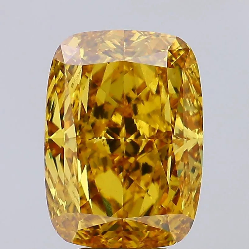 6.74ct Cushion modified Lab Grown Diamond (Colour Fancy Vivid Brownish Yellow, Clarity VS1, IGI Certified)