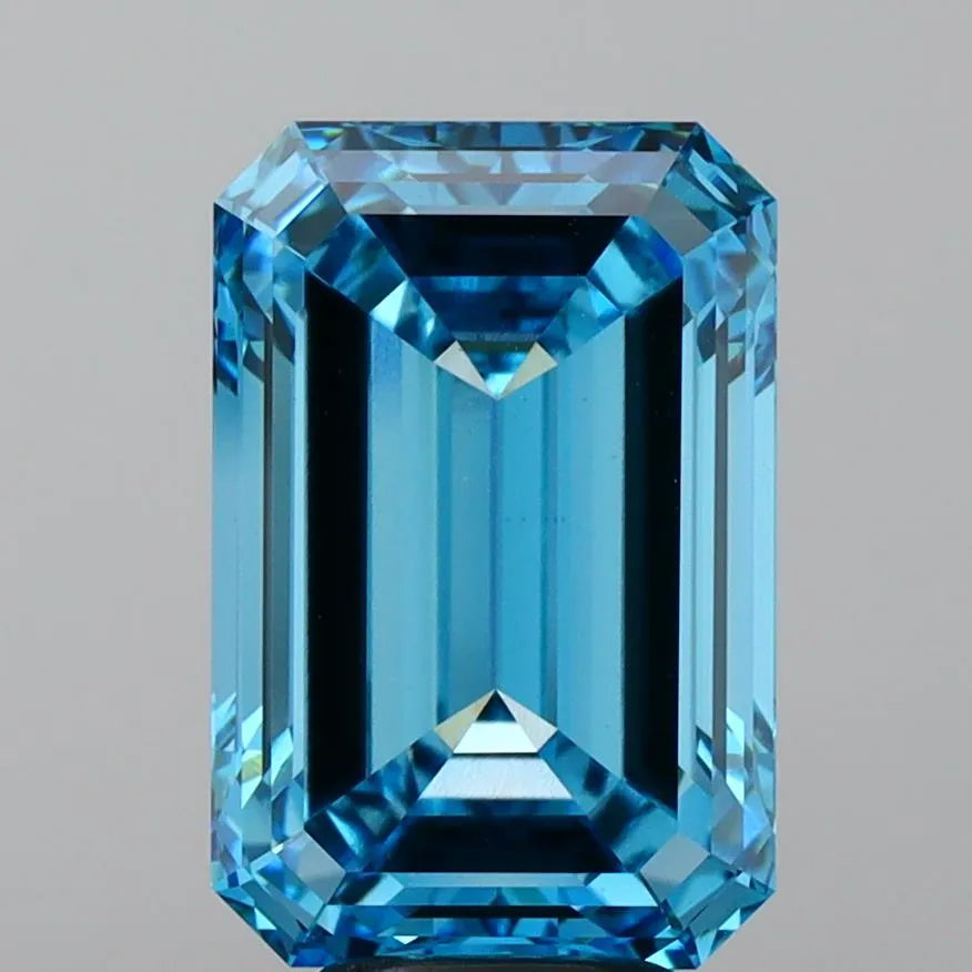 7.03ct Emerald Lab Grown Diamond (Colour Fancy Vivid Blue, Clarity VS1, IGI Certified)