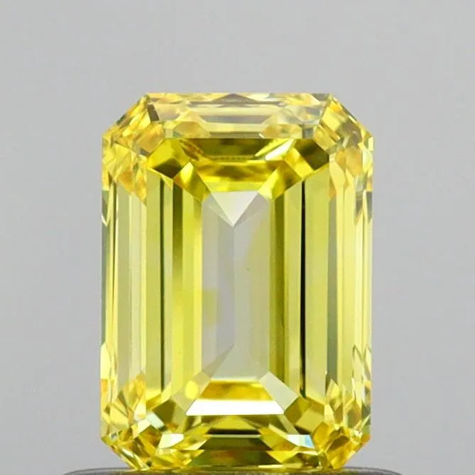 0.77ct Emerald Lab Grown Diamond (Colour Fancy Vivid Yellow, Clarity VVS2, IGI Certified)