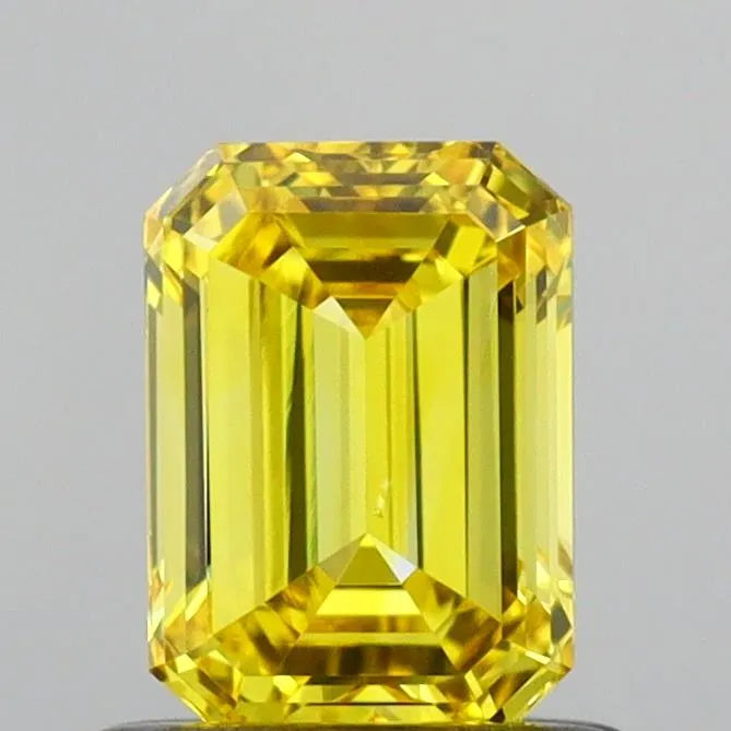 0.73ct Emerald Lab Grown Diamond (Colour Fancy Vivid Yellow, Clarity VS2, IGI Certified)