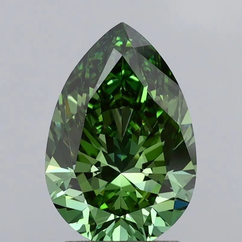 2.74ct Pear Lab Grown Diamond (Colour Fancy Vivid Green, Clarity VVS2, IGI Certified)