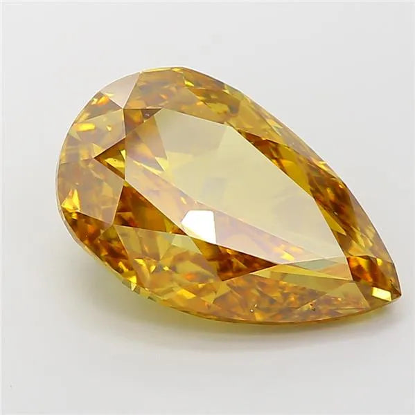 7.01ct Pear Lab Grown Diamond (Colour Fancy Vivid Brownish Yellow, Clarity VS1, Cut GD, IGI Certified)