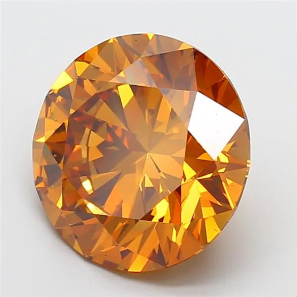 7.07ct Round Lab Grown Diamond (Colour Fancy Vivid Orange, Clarity VS1, Cut ID, IGI Certified)